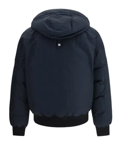 Moose Knuckles Hooded Logo-plaque Bomber Jacket In Multi