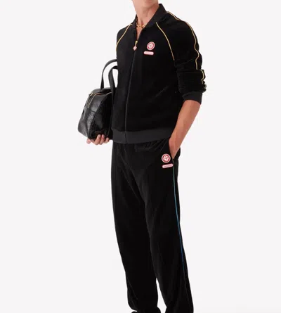 Casablanca Mens Velour Logo-patch Cotton-blend Track Jacket Black In Black