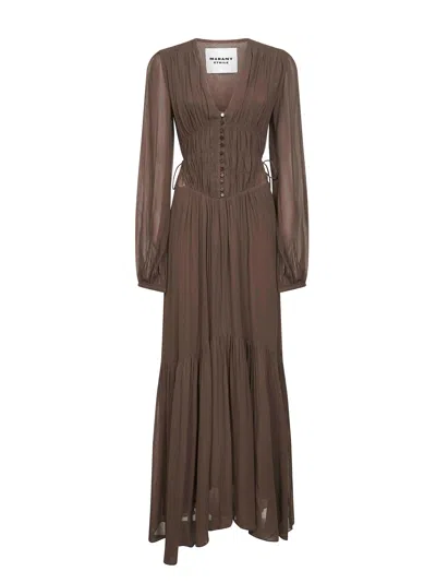 Isabel Marant Etoile Women Olive Briane Maxi Dress, M Luxury Dresses For Women Darveys In Brown