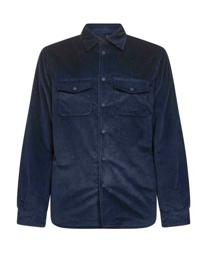Mc2 Saint Barth Snap-buttoned Corduroy Jacket In Blue