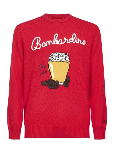 Mc2 Saint Barth Red Heron Embroidered Sweater In Red