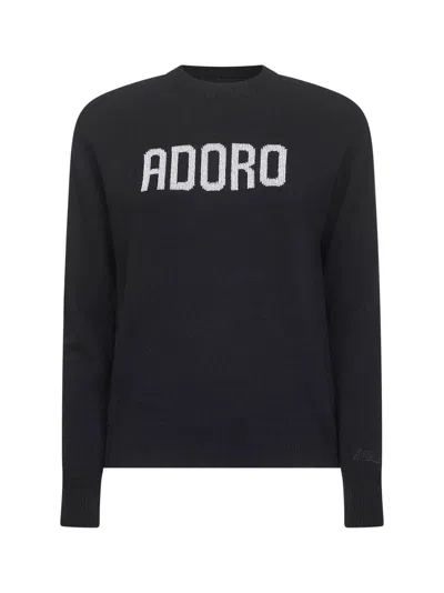 Mc2 Saint Barth Black Jacquard Wool Blend New Queen Sweater In Black