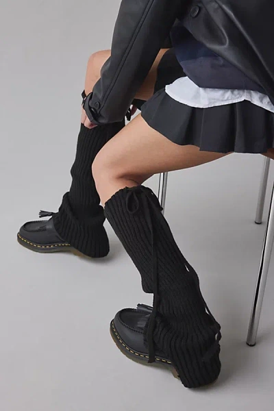 Urban Outfitters Tie Ribbed Knit Leg Warmers In Black, Women's At  In Black