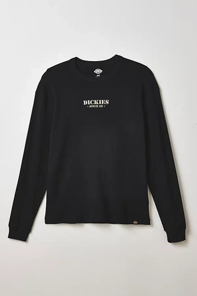Dickies Waffle Thermal Long Sleeve Tee In Black, Men's At Urban Outfitters In Black