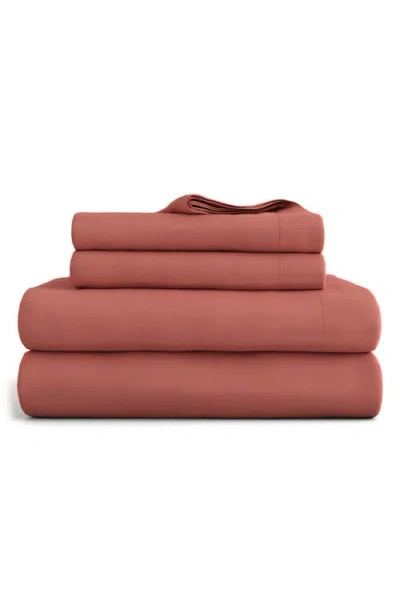 Homespun Solid Sheet 4-piece Set In Pink
