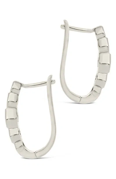 Sterling Forever Gia Geometric Cz Latch Hoop Earrings In Metallic