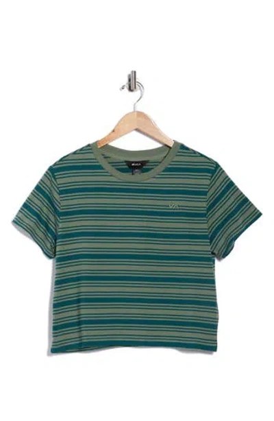 Rvca Seeing Stripes Short Sleeve Crop Tee In Green