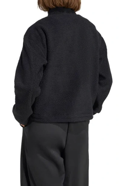 Adidas Originals Adidas Climawarm High Pile Fleece Half Zip Pullover In Black