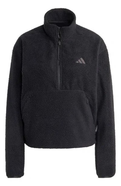 Adidas Originals Adidas Climawarm High Pile Fleece Half Zip Pullover In Black