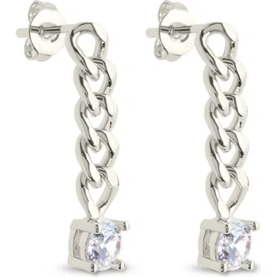 Sterling Forever Phoebe Cubic Zirconia Chain Link Drop Earrings In Metallic