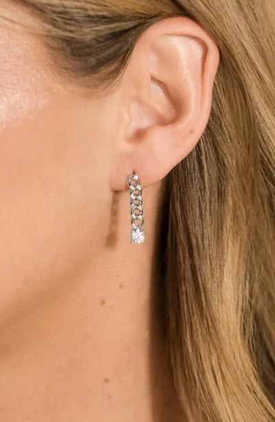 Sterling Forever Phoebe Cubic Zirconia Chain Link Drop Earrings In Metallic
