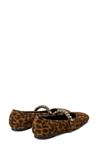 Stuart Weitzman Supermoto Leopard Mary Jane Ballerina Flats In Animal Print