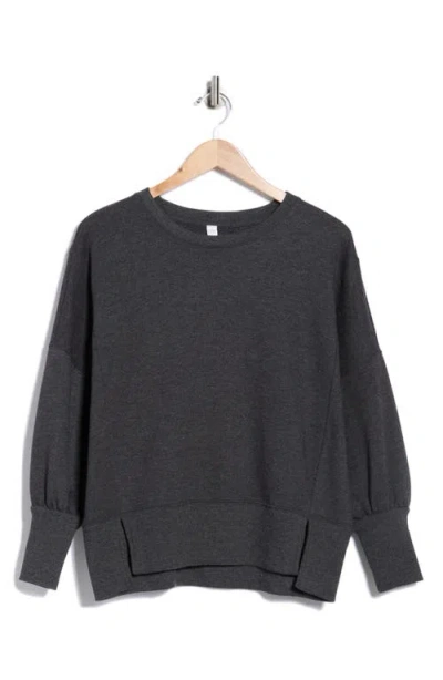 Z By Zella Wind Down Terry Volume Crewneck Sweatshirt In Gray