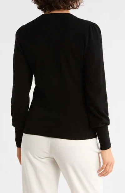 Bruno Magli Button Shoulder Wool & Cashmere Blend Sweater In Black