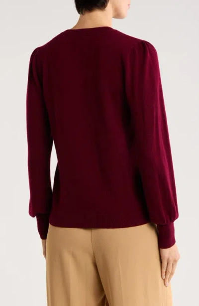 Bruno Magli Button Shoulder Wool & Cashmere Blend Sweater In Burgundy
