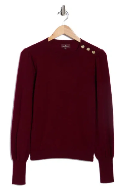Bruno Magli Button Shoulder Wool & Cashmere Blend Sweater In Burgundy