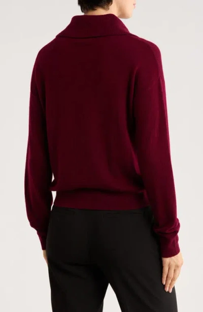 Bruno Magli Half Button Placket Wool & Cashmere Blend Sweater In Burgundy