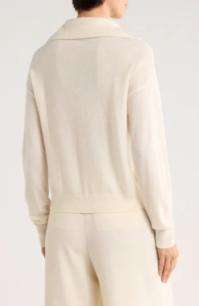 Bruno Magli Half Button Placket Wool & Cashmere Blend Sweater In White