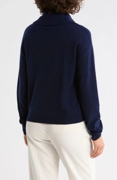 Bruno Magli Half Button Placket Wool & Cashmere Blend Sweater In Blue