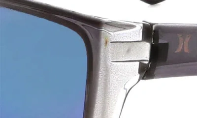 Hurley 52mm Beveled Polarized Rectangular Wrap Sunglasses In Blue