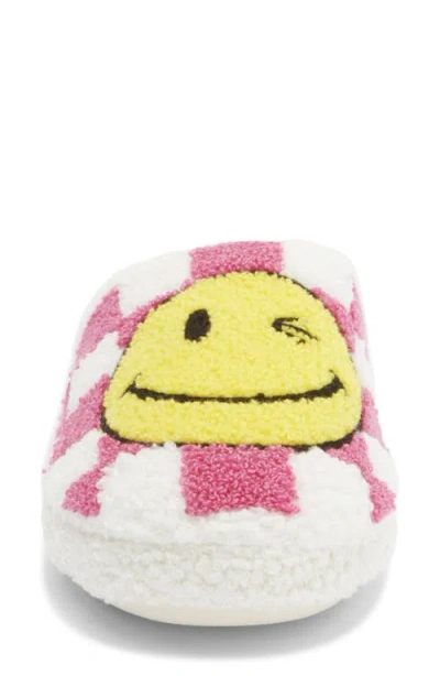 Joe Boxer Smiley Checkerboard Faux Shearling Clog In White