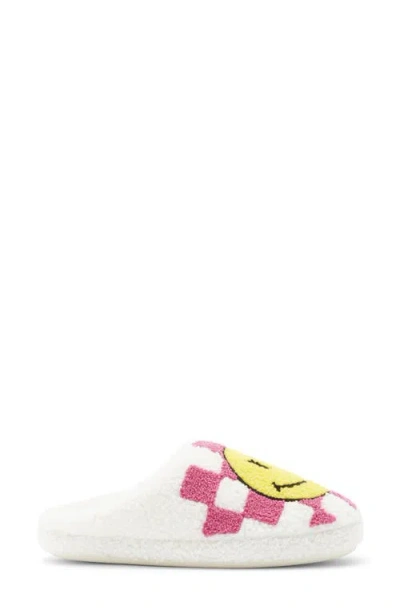 Joe Boxer Smiley Checkerboard Faux Shearling Clog In White
