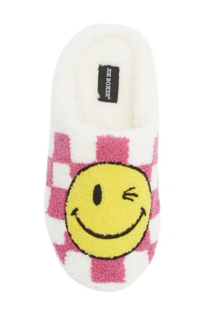 Joe Boxer Smiley Checkerboard Faux Shearling Clog In White