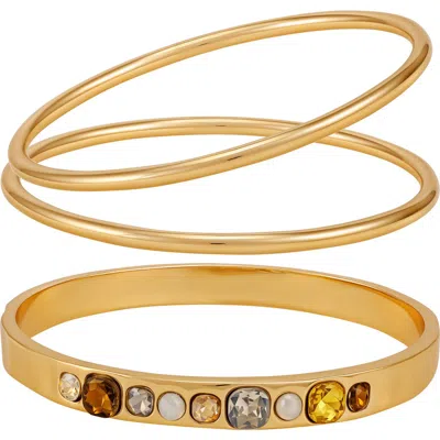Guess Set Of 3 Bangle Bracelets In Gold