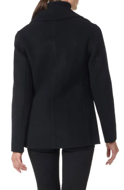 Bruno Magli Double Face Wool Blend Double Breasted Coat In Black