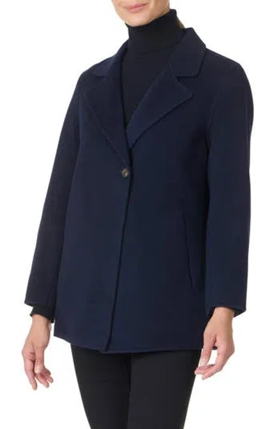 Bruno Magli Double Face Wool Blend Coat In Black