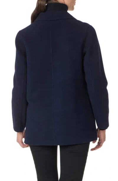 Bruno Magli Double Face Wool Blend Coat In Black