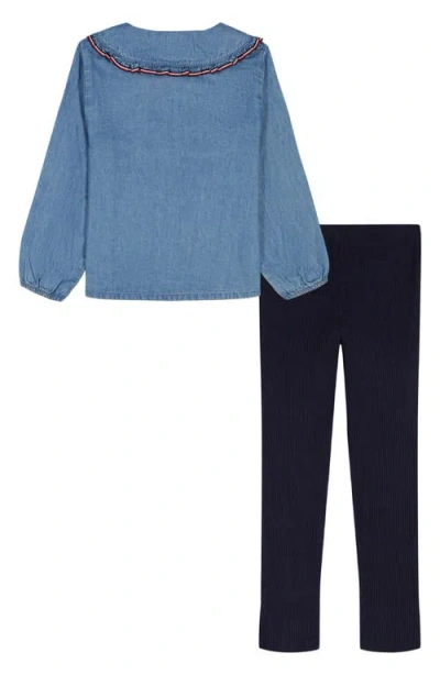 Tommy Hilfiger Baby Girls Long-sleeve Top And Leggings, 2-piece Set In Blue