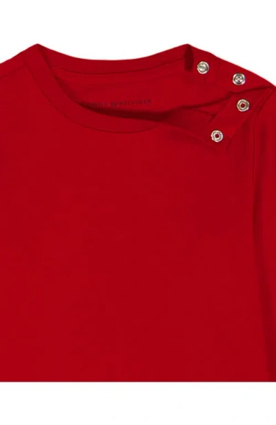 Tommy Hilfiger Baby Boys 2-piece Long Sleeve Bodysuit And Denim Overalls Set In Red