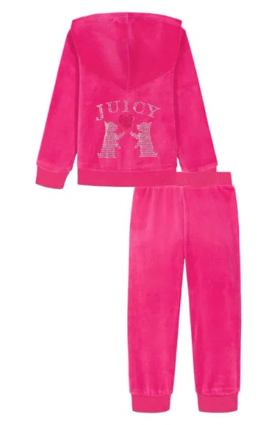 Juicy Couture Girls Toddler 2t-4t 2-piece Velour Full Zip Hoodie And Jogger Pants Set In Pink