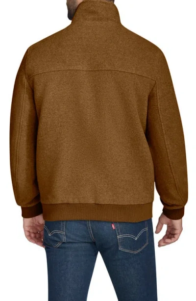 Cole Haan Signature Stand Collar Wool Blend Bomber Jacket In Brown