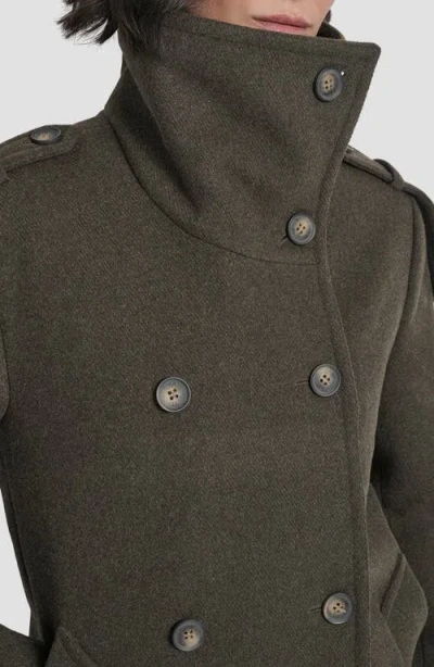Dkny Women's Double-breasted Funnel Neck Military Coat In Green