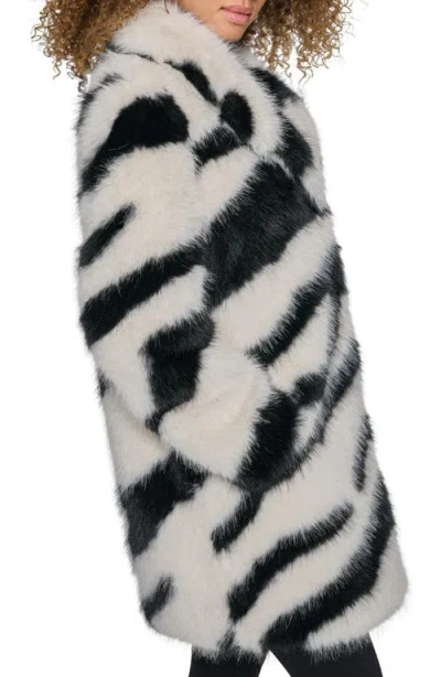 Karl Lagerfeld Paris Oversize Zebra Print Faux Fur Jacket In Multi