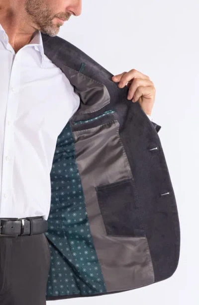 Savile Row Co Mid Grey Velvet Blazer In Brown