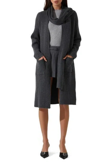 Astr The Label Noemi Scarf Longline Cardigan In Gray