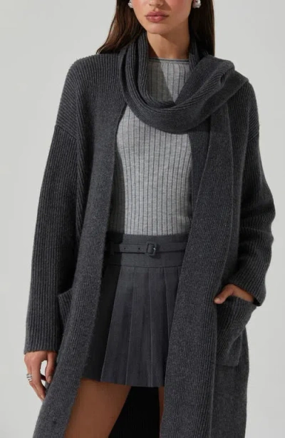 Astr The Label Noemi Scarf Longline Cardigan In Gray
