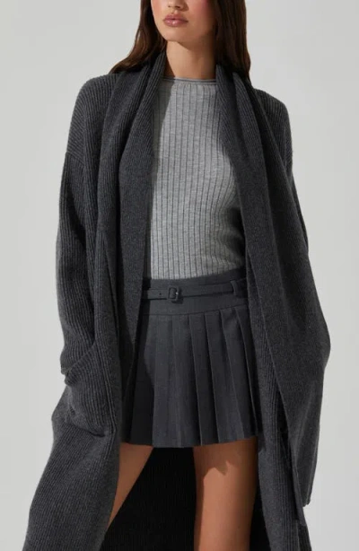 Astr The Label Noemi Scarf Longline Cardigan In Gray