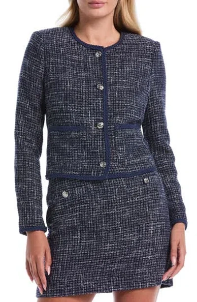 Laundry By Shelli Segal Patch Pocket Tweed Jacket In Blue