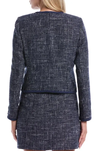 Laundry By Shelli Segal Patch Pocket Tweed Jacket In Blue
