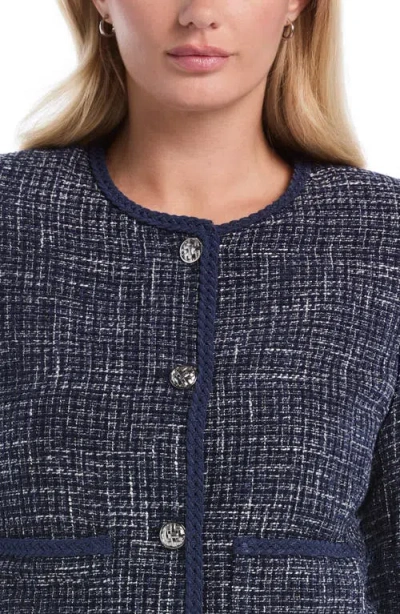 Laundry By Shelli Segal Patch Pocket Tweed Jacket In Blue
