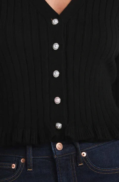Laundry By Shelli Segal Ruffle Trim Cardigan Sweater In Black