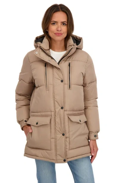 Sebby Water Resistant Puffer Jacket In Brown