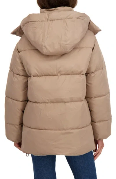 Sebby Water Resistant Puffer Jacket In Brown