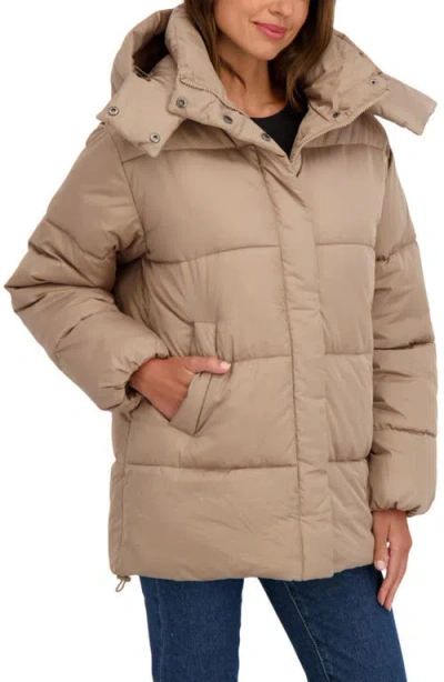 Sebby Water Resistant Puffer Jacket In Brown