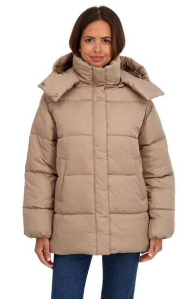 Sebby Water Resistant Puffer Jacket In Brown