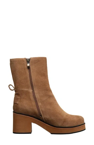 Antelope India Block Heel Platform Bootie In Brown